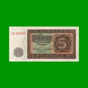 BILLETE DE ALEMANIA REPUBLICA DEMOCRATICA 5 MARCOS, PICK 11b, ESTADO MUY BUENO+ .-