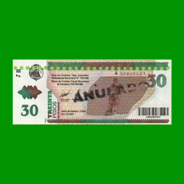 BONO MUNICIPALIDAD DE BELL VILLE $30,00, AÑO 2006/2007, ESTADO EXCELENTE.-