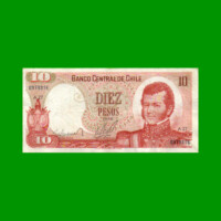 BILLETE DE CHILE $ 10,00, PICK 150a, AÑO 1975, ESTADO MUY BUENO- .-