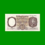 MONEDA NACIONAL $ 5,00, BOT 1924, AÑO 1961, ESTADO EXCELENTE.-