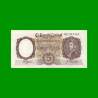 MONEDA NACIONAL $ 5,00, BOT 1924, AÑO 1961, ESTADO EXCELENTE.-