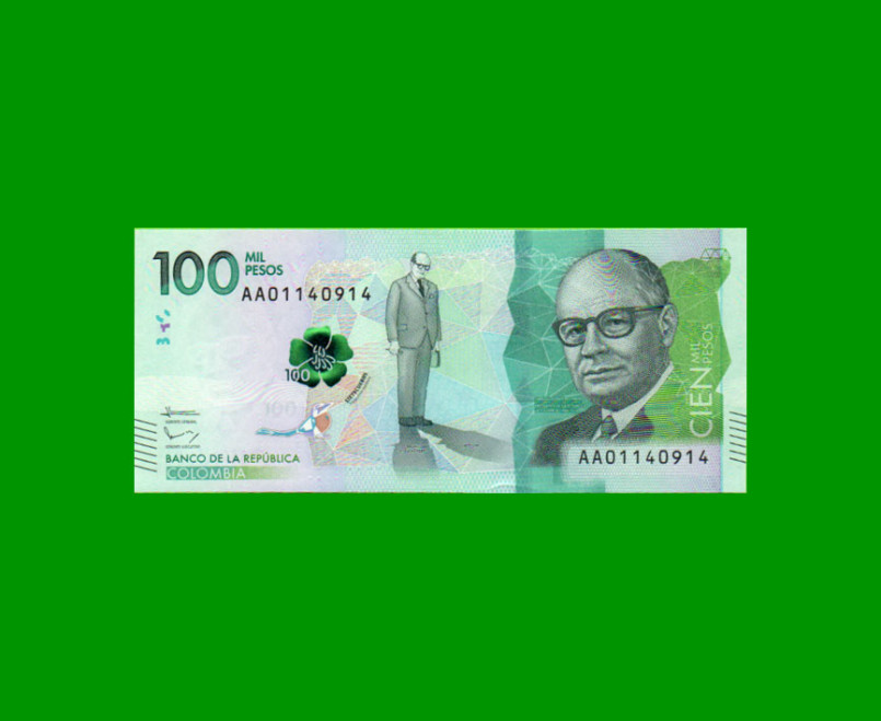 BILLETE DE COLOMBIA $ 100.000,00, PICK NEW, AÑO 2014, ESTADO SIN CIRCULAR.-