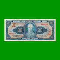 BILLETE DE BRASIL 500 CRUZEIROS, PICK 172b, AÑO 1962, ESTADO MUY BUENO.-