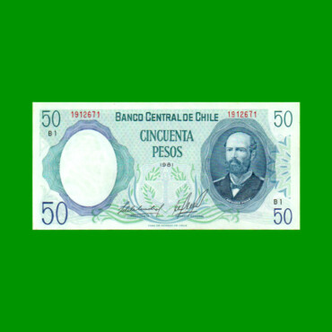BILLETE DE CHILE $ 50,00, PICK 151b, AÑO 1981, ESTADO SIN CIRCULAR.-