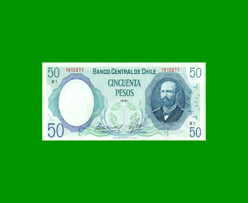 BILLETE DE CHILE $ 50,00, PICK 151b, AÑO 1981, ESTADO SIN CIRCULAR.-