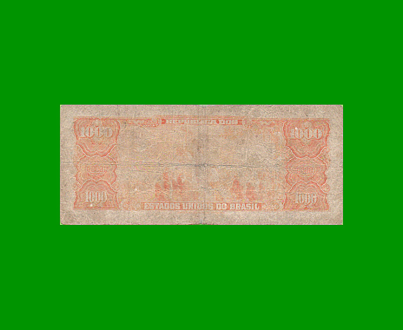 BILLETE DE BRASIL 1.000 CRUZEIROS, PICK 173b, AÑO 1962, ESTADO BUENO.- - Imagen 2