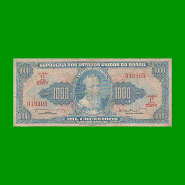 BILLETE DE BRASIL 1.000 CRUZEIROS, PICK 173b, AÑO 1962, ESTADO BUENO.-