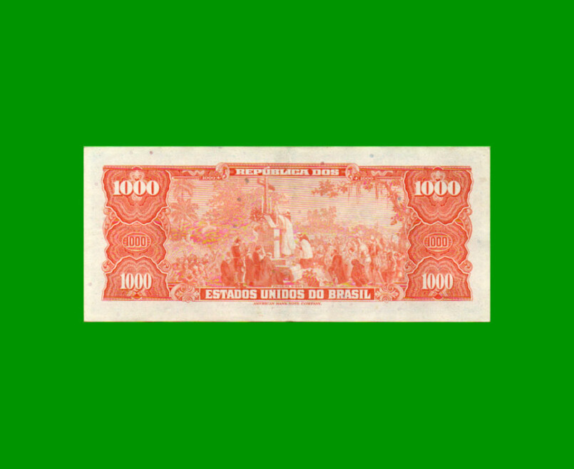 BILLETE DE BRASIL 1.000 CRUZEIROS, PICK 173b, AÑO 1962, ESTADO MUY BUENO+ .- - Imagen 2