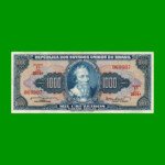 BILLETE DE BRASIL 1.000 CRUZEIROS, PICK 173b, AÑO 1962, ESTADO MUY BUENO+ .-