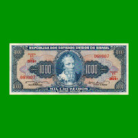 BILLETE DE BRASIL 1.000 CRUZEIROS, PICK 173b, AÑO 1962, ESTADO MUY BUENO+ .-