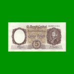MONEDA NACIONAL $ 5,00, BOT 1924, AÑO 1961, ESTADO SIN CIRCULAR.-