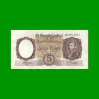 MONEDA NACIONAL $ 5,00, BOT 1924, AÑO 1961, ESTADO SIN CIRCULAR.-