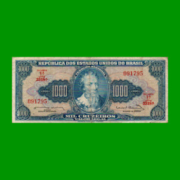 BILLETE DE BRASIL 1.000 CRUZEIROS, PICK 173c, AÑO 1963, ESTADO BUENO+ .-