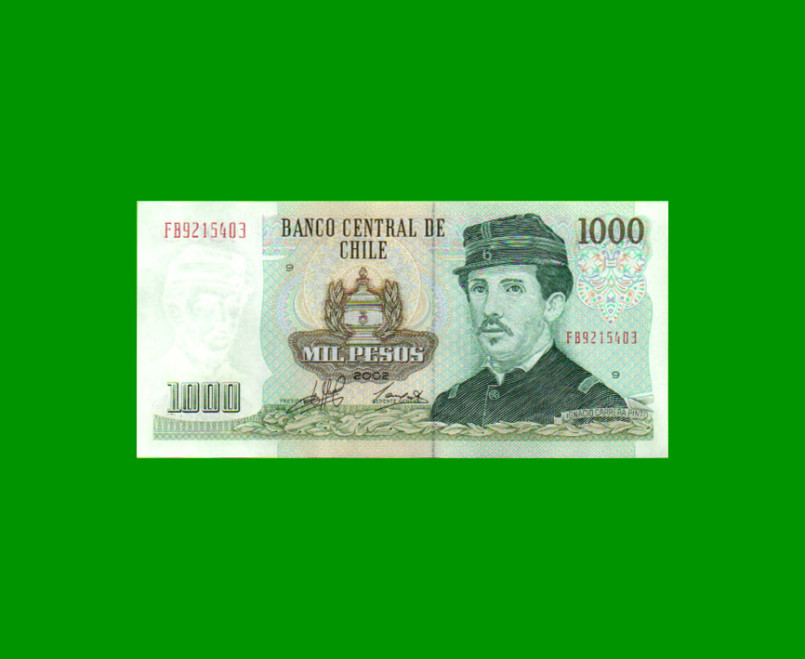 BILLETE DE CHILE $ 1.000,00, PICK 154f, AÑO 2002, ESTADO SIN CIRCULAR.-