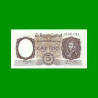 MONEDA NACIONAL $ 5,00, BOT 1925, AÑO 1962, ESTADO SIN CIRCULAR.-
