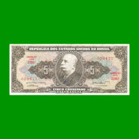 BILLETE DE BRASIL 5 CRUZEIROS, PICK 176a, AÑO 1962, ESTADO MUY BUENO+ .-