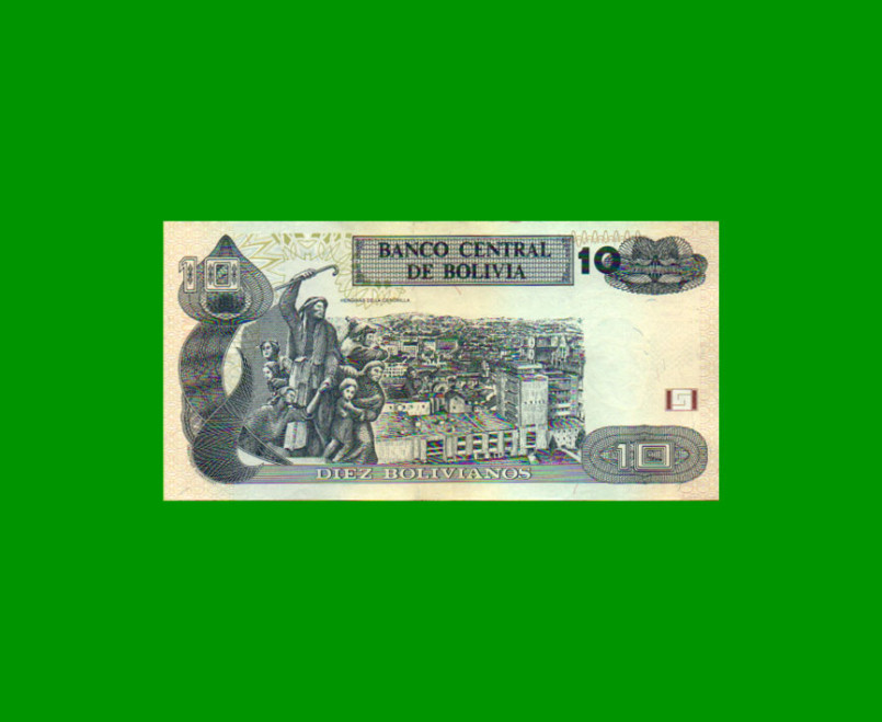 BILLETE DE BOLIVIA 10 BOLIVIANOS, PICK 238, AÑO 1986 (2011), ESTADO EXCELENTE.- - Imagen 2