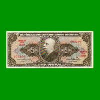 BILLETE DE BRASIL 5 CRUZEIROS, PICK 176b, AÑO 1963, ESTADO SIN CIRCULAR.-