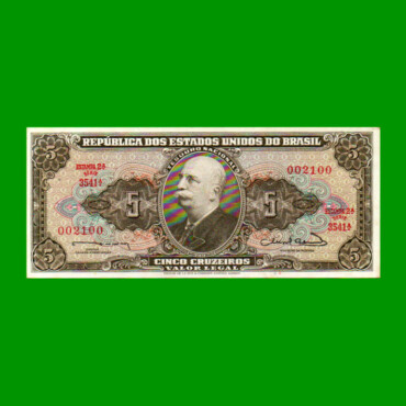 BILLETE DE BRASIL 5 CRUZEIROS, PICK 176b, AÑO 1963, ESTADO SIN CIRCULAR.-