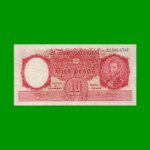 MONEDA NACIONAL $10,00, BOT 1929, FIRMA ROJA, AÑO 1944, ESTADO MUY BUENO.-
