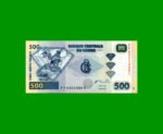 BILLETE DE CONGO 500 FRANCOS, PICK 96, AÑO 2002, ESTADO SIN CIRCULAR.-