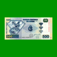 BILLETE DE CONGO 500 FRANCOS, PICK 96, AÑO 2002, ESTADO SIN CIRCULAR.-