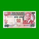 BILLETE DE KENYA 50 SHILINGI,  PICK 22d, AÑO 1987, ESTADO SIN CIRCULAR.-