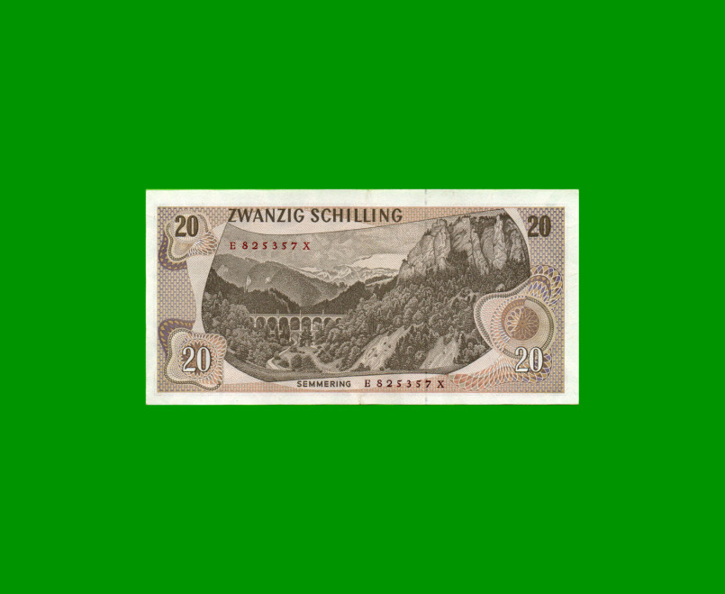 BILLETE DE AUSTRIA 20 SCHILLING, PICK 142, AÑO 1967, ESTADO EXCELENTE.- - Imagen 2