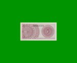 BILLETE DE INDONESIA 5 SEN, PICK 91, AÑO 1964, ESTADO SIN CIRCULAR.- - Imagen 2