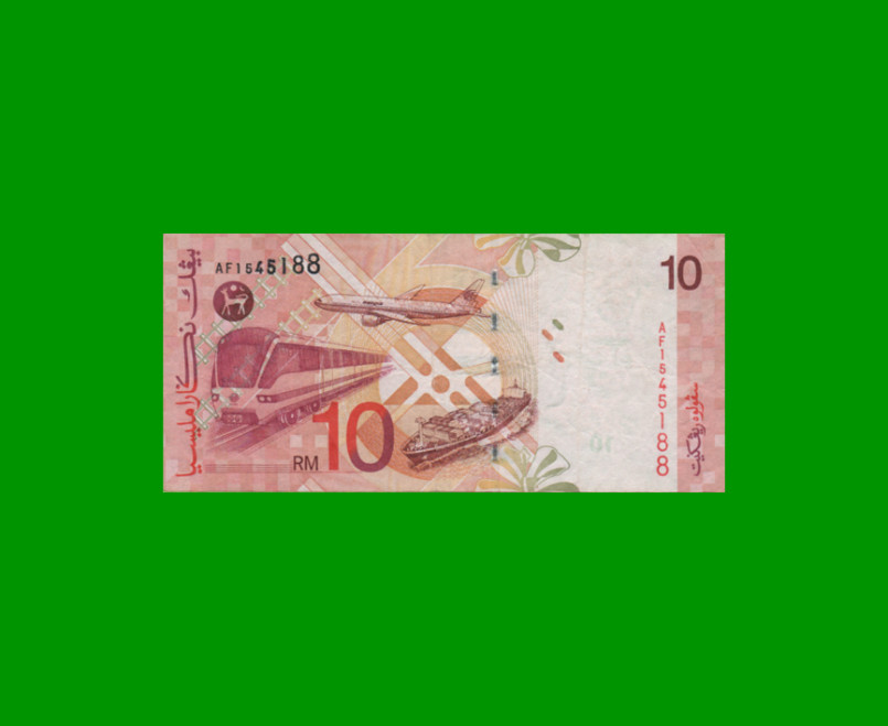 BILLETE DE MALASIA 10 RINGGIT, PICK 42a, ESTADO MUY BUENO+ .- - Imagen 2