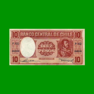 BILLETE DE CHILE $ 10,00, PICK 111, AÑO 1947/58, ESTADO EXCELENTE.-