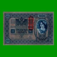BILLETE DE AUSTRIA 1.000 CORONAS, PICK 59, AÑO 1902 (1919), ESTADO EXCELENTE.-