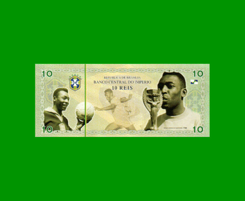 BILLETE DE BRASIL 10 REALES, FASCIMIL, POLYMERO, AÑO 2018, PELE, ESTADO SIN CIRCULAR.-