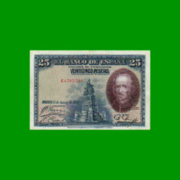 BILLETE DE ESPAÑA 25 PESETAS, PICK 74b, AÑO 1928, ESTADO EXCELENTE- .-
