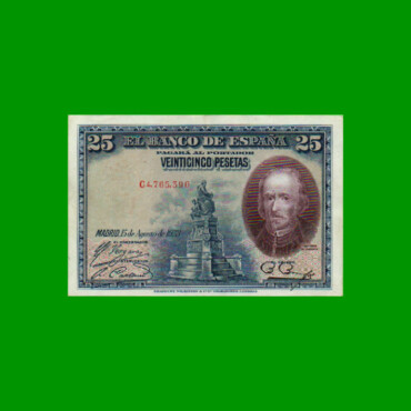 BILLETE DE ESPAÑA 25 PESETAS, PICK 74b, AÑO 1928, ESTADO EXCELENTE- .-