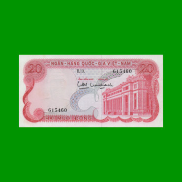 BILLETE DE VIETNAM DEL SUR 20 DONG, PICK 24, AÑO 1969, ESTADO SIN CIRCULAR.-