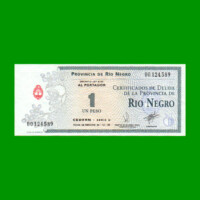 BONO DE RIO NEGRO $ 1,00, EC 377, AÑO 1995, ESTADO EXCELENTE+ .-