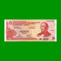 BONO DE ENTRE RIOS $ 20,00, EC NO CATALOGADO, AÑO 19/11/2001, ESTADO EXCELENTE- .-