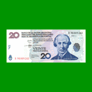 BONO REPOSICION NACIONAL LECOP $ 20,00, EC 206R, ESTADO SIN CIRCULAR.-