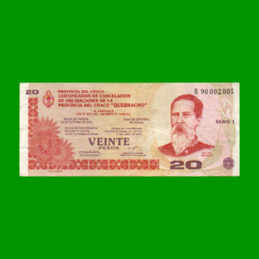 BONO REPOSICION DE CHACO $ 20,00, EC 251R, ESTADO BUENO+ .-