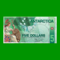 BILLETE DE ANTARTIDA 5 DOLARES, POLYMERO FANTASIA, AÑO 2008, ESTADO SIN CIRCULAR.-