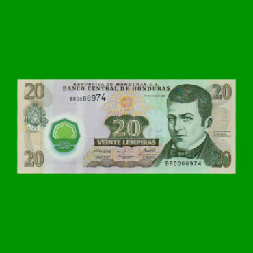 BILLETE DE HONDURAS 20 LEMPIRAS, POLYMERO PICK 95, AÑO 2008 ESTADO SIN CIRCULAR.-