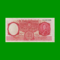MONEDA NACIONAL $10,00, BOT 1929, FIRMA ROJA, AÑO 1944, ESTADO EXCELENTE.-