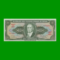 BILLETE DE BRASIL 10 CRUZEIROS, PICK 177, AÑO 1962, ESTADO EXCELENTE.-