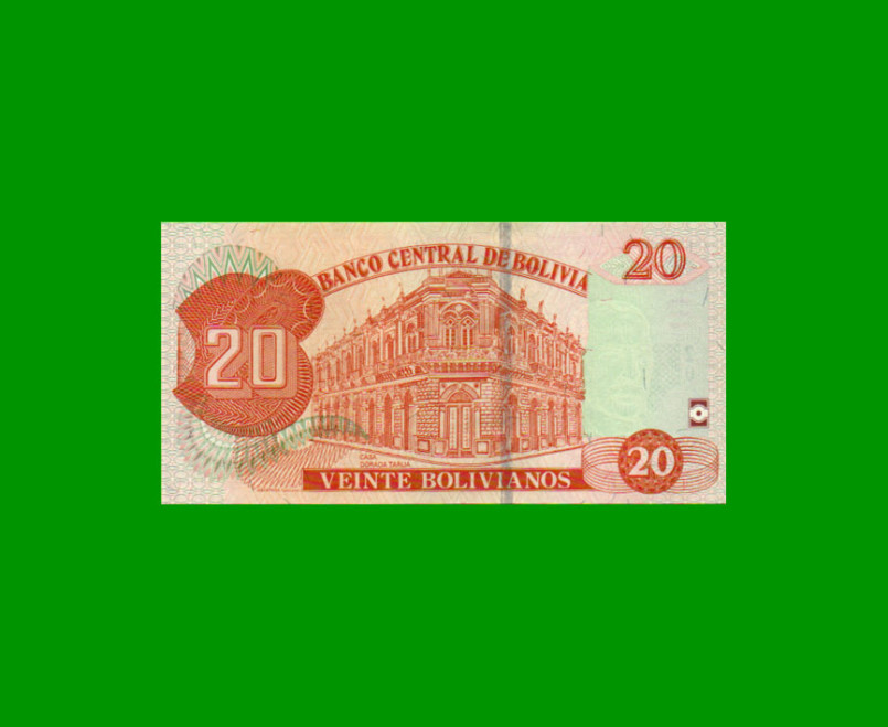 BILLETE DE BOLIVIA 20 BOLIVIANOS, PICK 244, AÑO 1986 (2015), ESTADO SIN CIRCULAR.- - Imagen 2