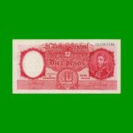 MONEDA NACIONAL $10,00, BOT 1931, FIRMA ROJA, AÑO 1945, ESTADO EXCELENTE- .-