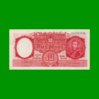 MONEDA NACIONAL $10,00, BOT 1931, FIRMA ROJA, AÑO 1945, ESTADO EXCELENTE- .-