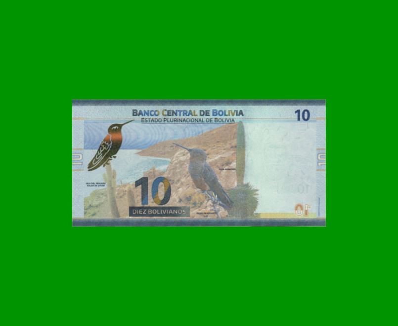 BILLETE DE BOLIVIA 10 BOLIVIANOS, PICK NEW, AÑO 1986 (2018), ESTADO SIN CIRCULAR.- - Imagen 2