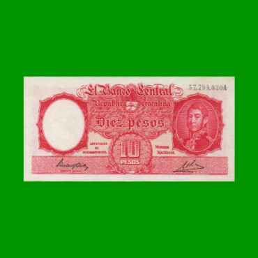 MONEDA NACIONAL $10,00, BOT 1934, AÑO 1947, ESTADO EXCELENTE+ .-