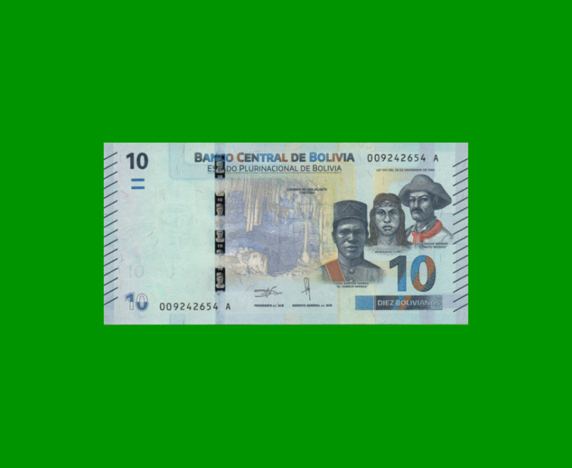 BILLETE DE BOLIVIA 10 BOLIVIANOS, PICK NEW, AÑO 1986 (2018), ESTADO SIN CIRCULAR.-